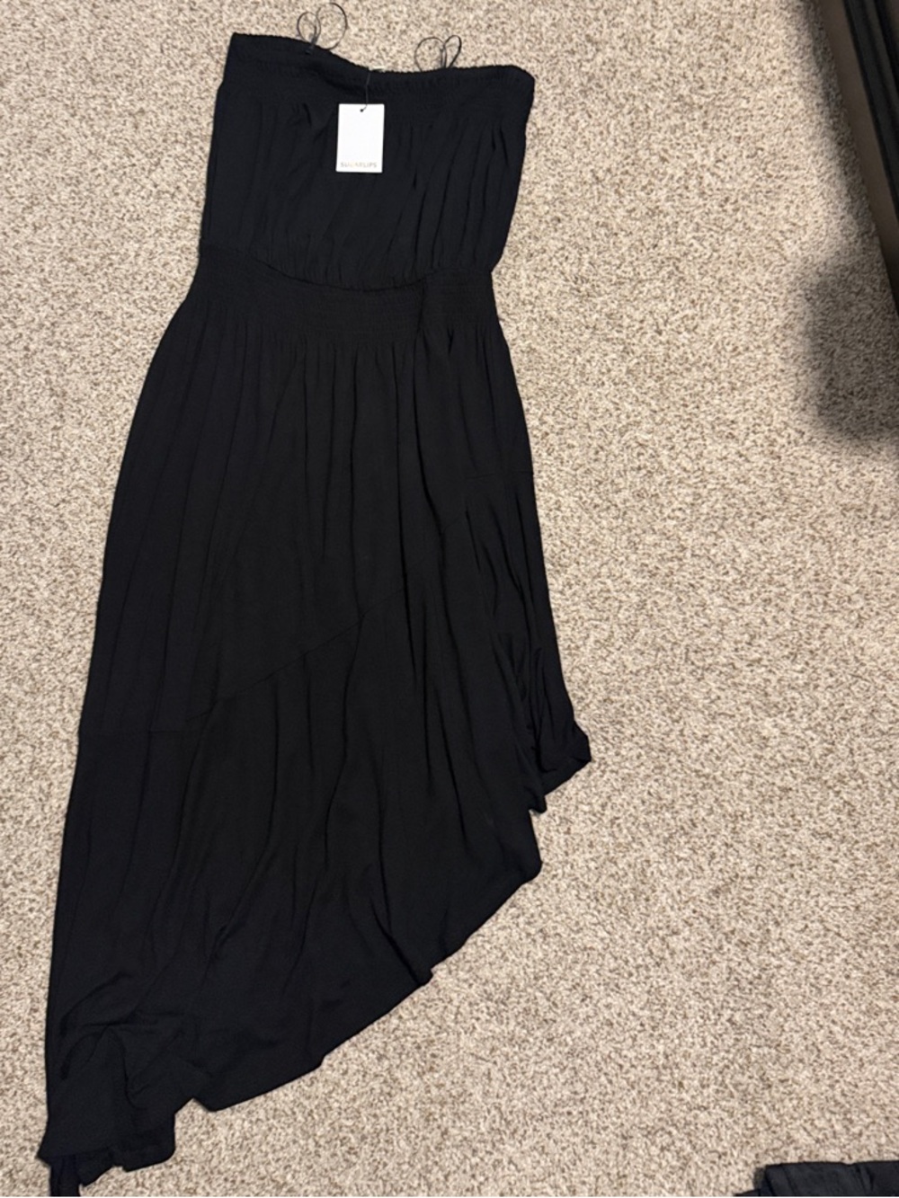 Sugarlips Black Strapless Asymmetrical Maxi Dress
